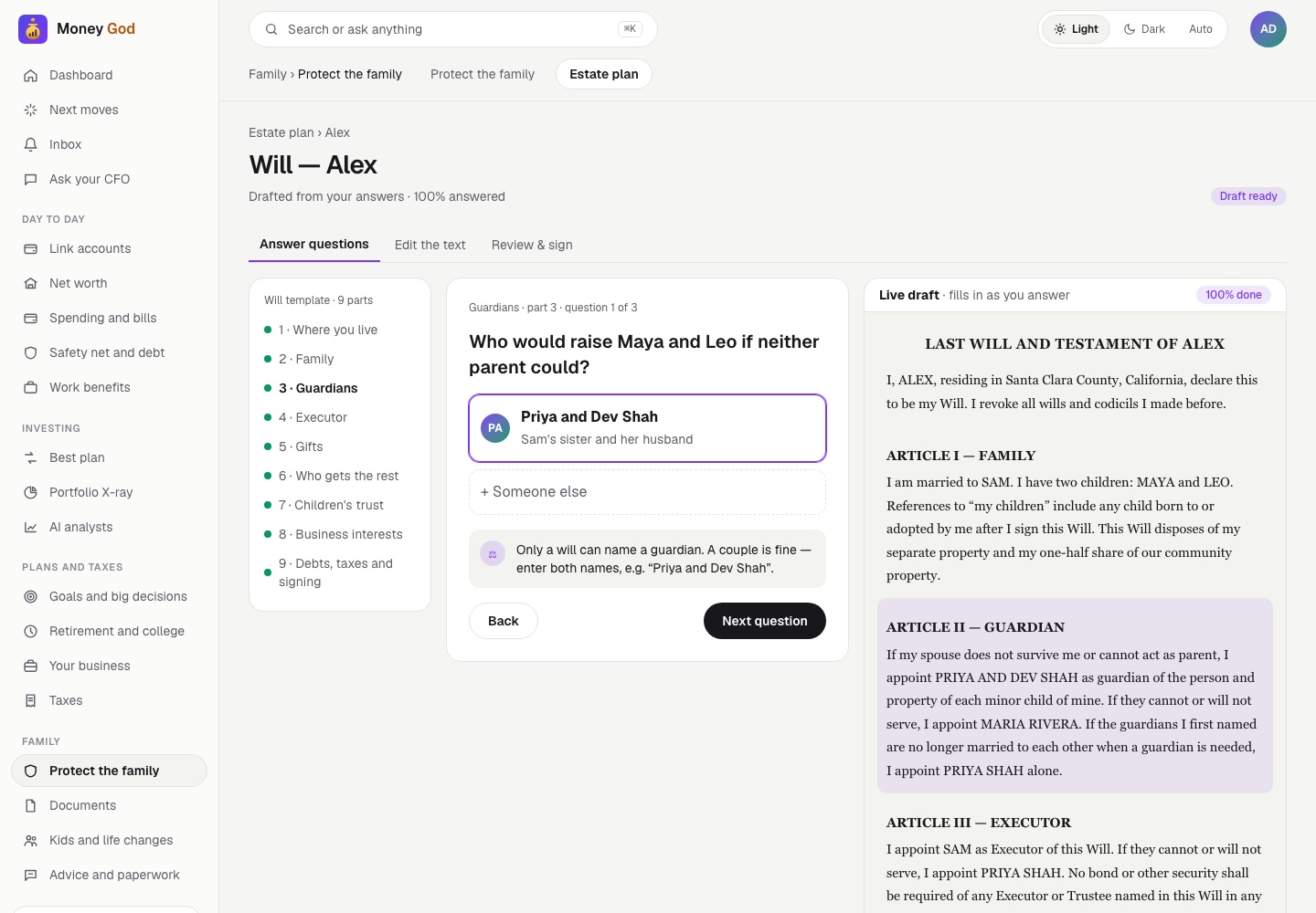 The will interview: choosing guardians